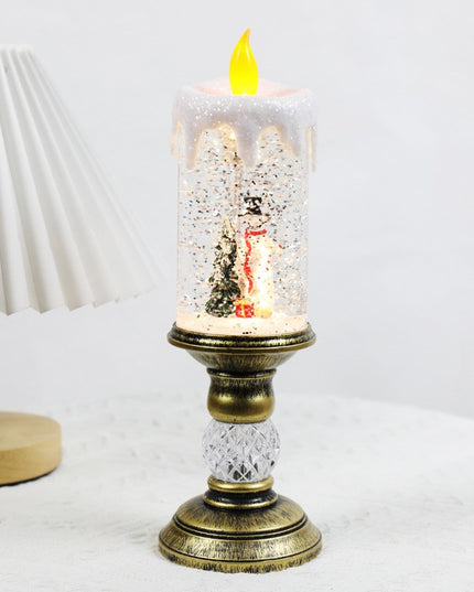 Decoratiune Luminoasa, Lampa de Craciun, cu Lumina LED, Ornament Model Sfesnic cu Lumanare Om de Zapada