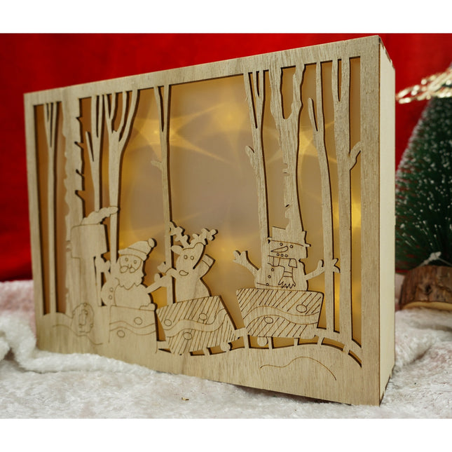 Decoratiune luminoasa, Peisaj de iarna - Mos Craciun