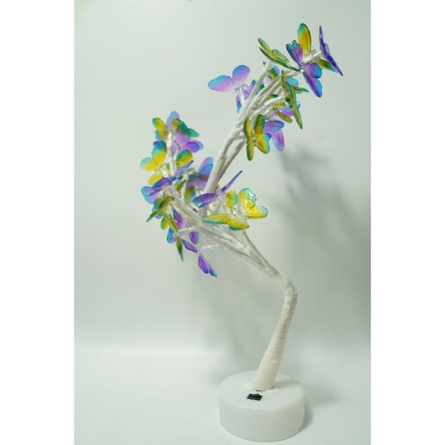 Decoratiune luminoasa, Tip copac cu fluturi, cu baterii/USB