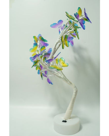Decoratiune luminoasa, Tip copac cu fluturi, cu baterii/USB