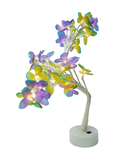 Decoratiune luminoasa, Tip copac cu fluturi, cu baterii/USB