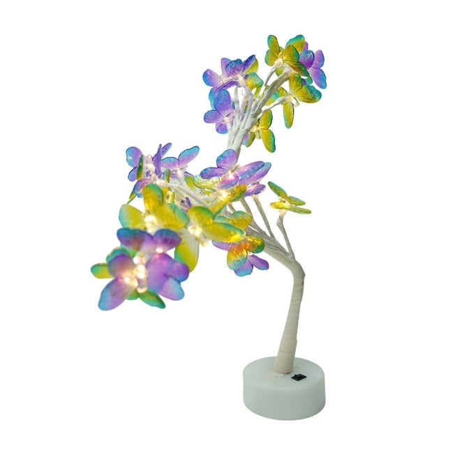 Decoratiune luminoasa, Tip copac cu fluturi, cu baterii/USB