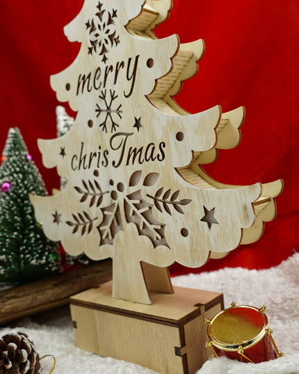 Decoratiune luminoasa, model de Brad cu inscriptie Marry Christmas