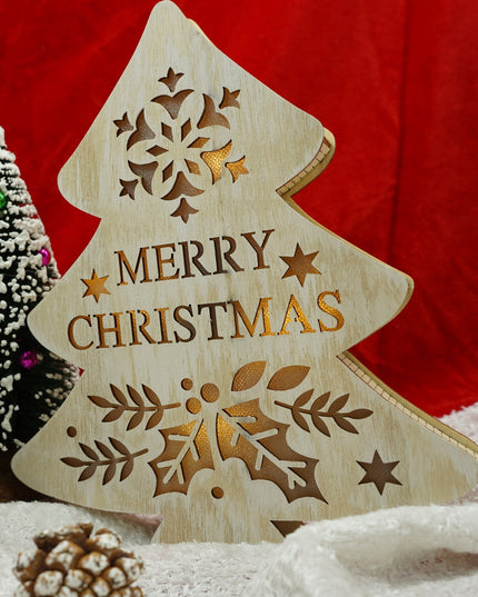 Decoratiune luminoasa, model de Brad cu inscriptie Marry Christmas