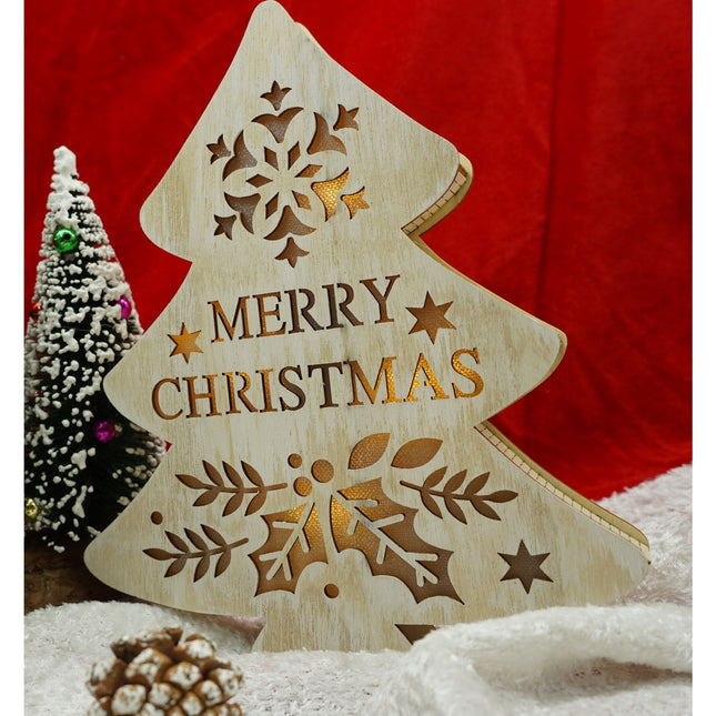 Decoratiune luminoasa, model de Brad cu inscriptie Marry Christmas