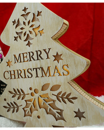 Decoratiune luminoasa, model de Brad cu inscriptie Marry Christmas