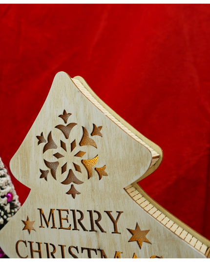 Decoratiune luminoasa, model de Brad cu inscriptie Marry Christmas