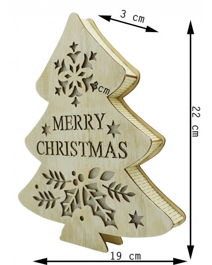 Decoratiune luminoasa, model de Brad cu inscriptie Marry Christmas