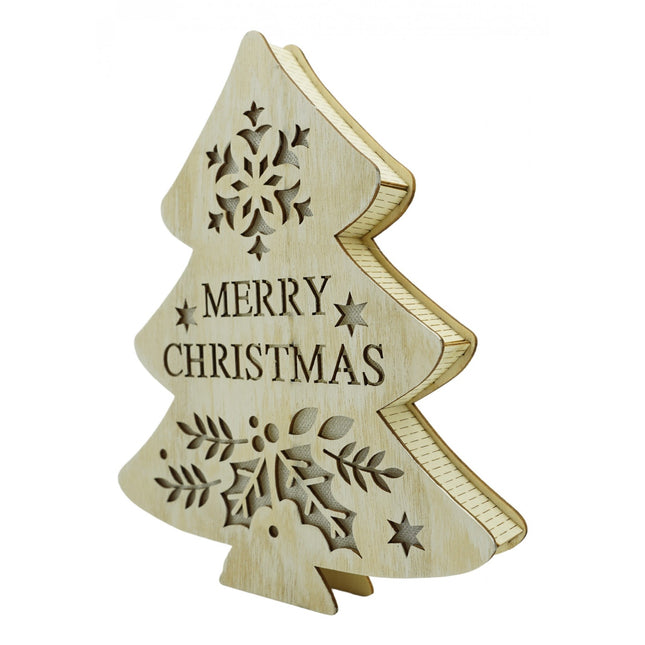 Decoratiune luminoasa, model de Brad cu inscriptie Marry Christmas