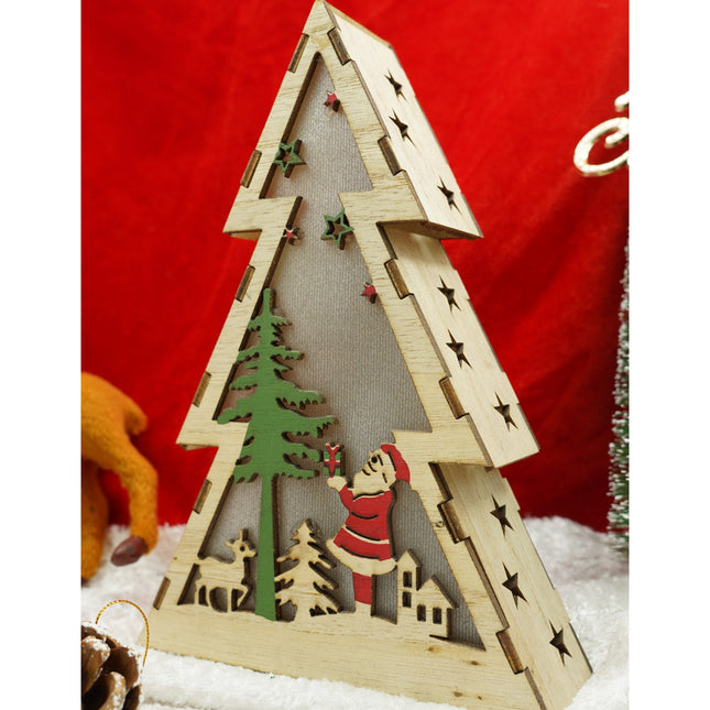 Decoratiune luminoasa, model de Brad cu Mos Craciun