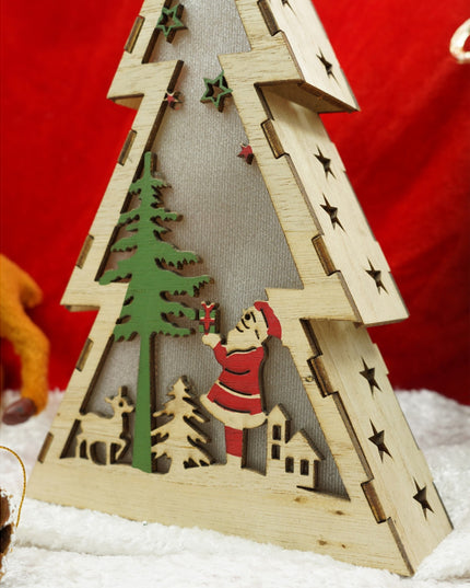 Decoratiune luminoasa, model de Brad cu Mos Craciun