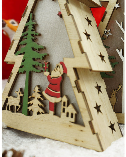 Decoratiune luminoasa, model de Brad cu Mos Craciun