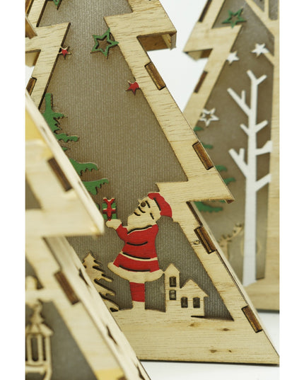 Decoratiune luminoasa, model de Brad cu Mos Craciun