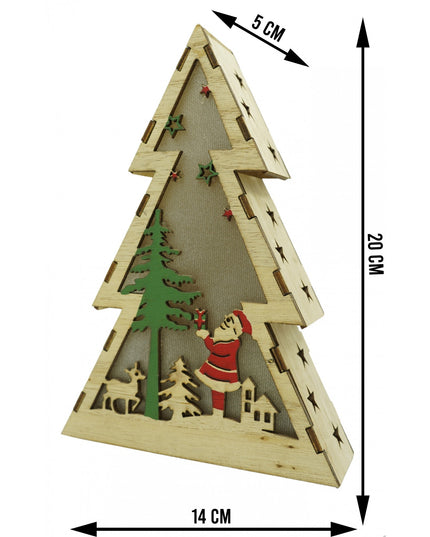 Decoratiune luminoasa, model de Brad cu Mos Craciun