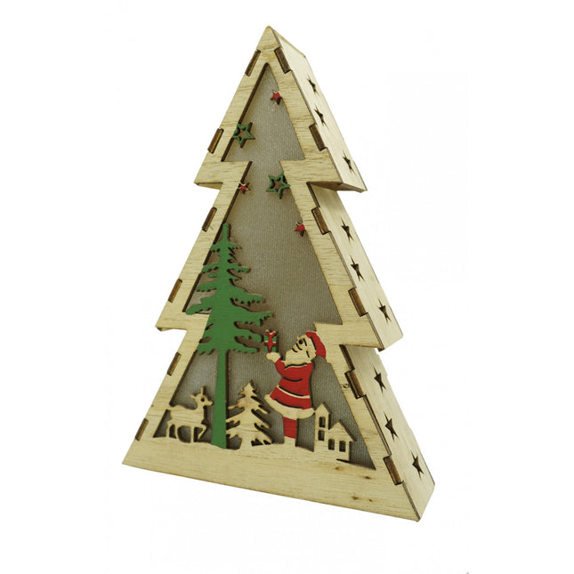 Decoratiune luminoasa, model de Brad cu Mos Craciun