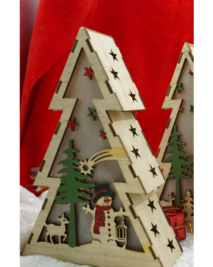 Decoratiune luminoasa, model de Brad cu Om de zapada