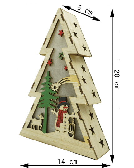 Decoratiune luminoasa, model de Brad cu Om de zapada