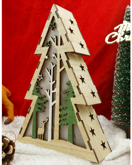 Decoratiune luminoasa, model de Brad cu Peisaj de iarna