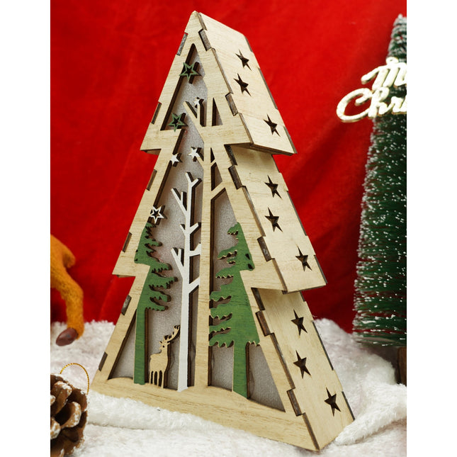 Decoratiune luminoasa, model de Brad cu Peisaj de iarna