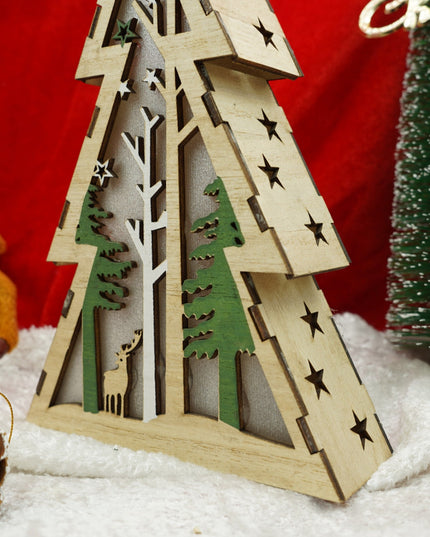 Decoratiune luminoasa, model de Brad cu Peisaj de iarna