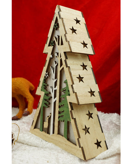 Decoratiune luminoasa, model de Brad cu Peisaj de iarna