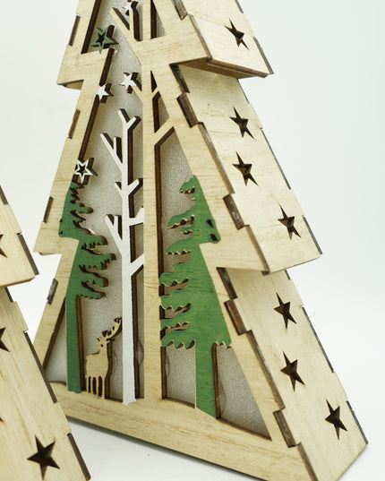 Decoratiune luminoasa, model de Brad cu Peisaj de iarna