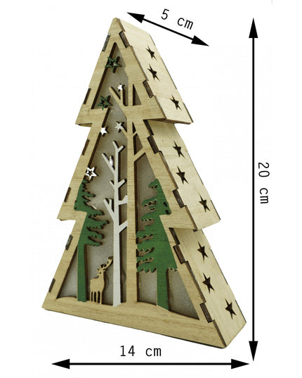 Decoratiune luminoasa, model de Brad cu Peisaj de iarna