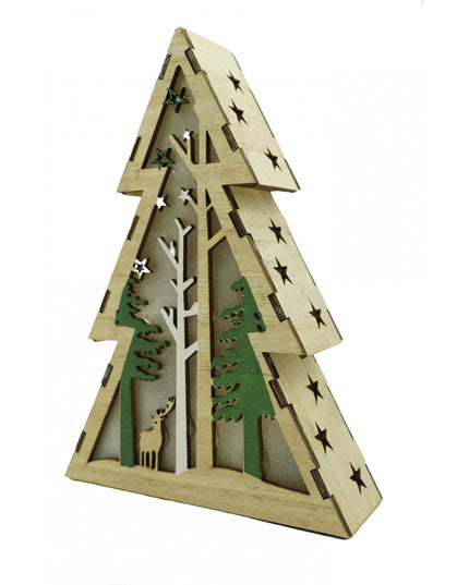 Decoratiune luminoasa, model de Brad cu Peisaj de iarna