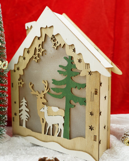 Decoratiune luminoasa, model de Casa cu Reni