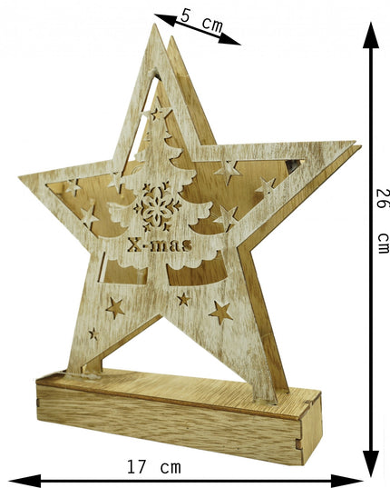 Decoratiune luminoasa, model de Stea cu Brad si inscriptie Marry Christmas