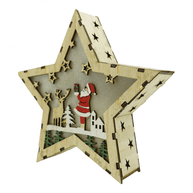 Decoratiune luminoasa, model de Stea cu Mos Craciun