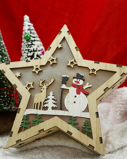 Decoratiune luminoasa, model de Stea cu Om de zapada