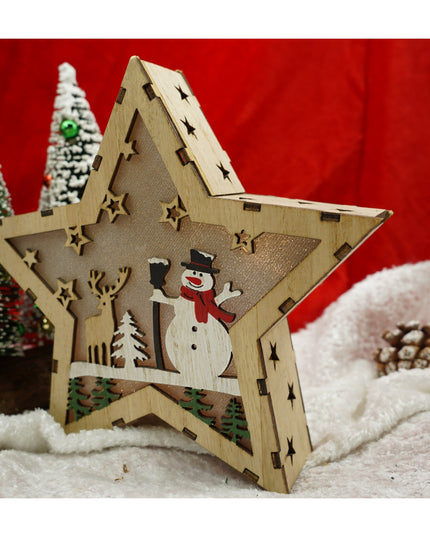 Decoratiune luminoasa, model de Stea cu Om de zapada