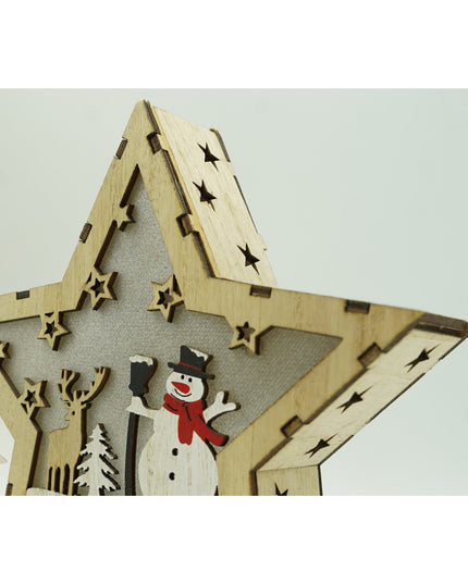 Decoratiune luminoasa, model de Stea cu Om de zapada