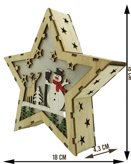 Decoratiune luminoasa, model de Stea cu Om de zapada