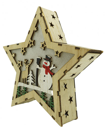 Decoratiune luminoasa, model de Stea cu Om de zapada