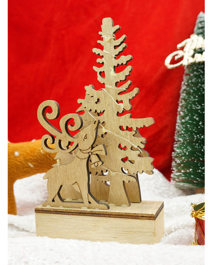 Decoratiune luminoasa, peisaj cu Cerb si Brad