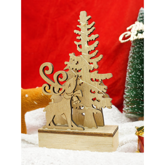 Decoratiune luminoasa, peisaj cu Cerb si Brad