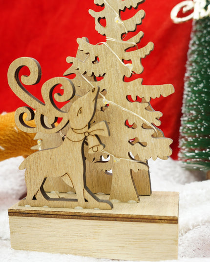 Decoratiune luminoasa, peisaj cu Cerb si Brad