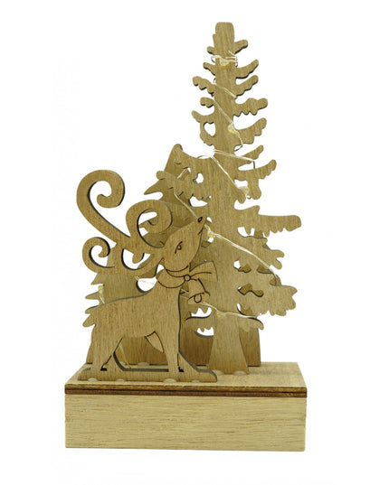 Decoratiune luminoasa, peisaj cu Cerb si Brad