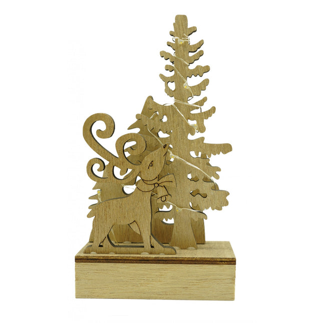 Decoratiune luminoasa, peisaj cu Cerb si Brad