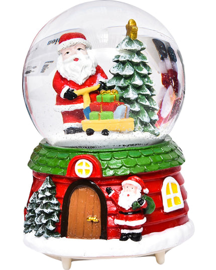 Decoratiune muzicala glob cu zapada, cu lumini si muzica, Mos Craciun