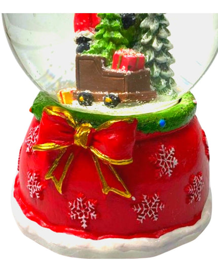 Decoratiune muzicala glob cu zapada, cu lumini si muzica, Mos Craciun