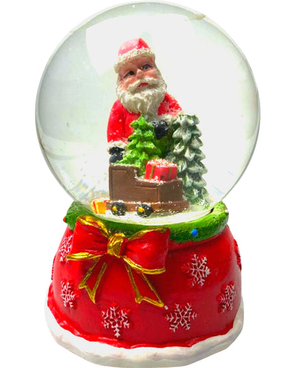 Decoratiune muzicala glob cu zapada, cu lumini si muzica, Mos Craciun