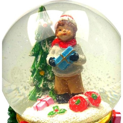 Decoratiune muzicala glob cu zapada, cu lumini si muzica, Mos Craciun