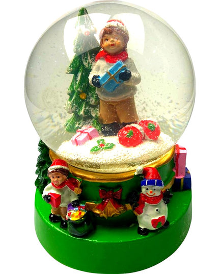 Decoratiune muzicala glob cu zapada, cu lumini si muzica, Mos Craciun