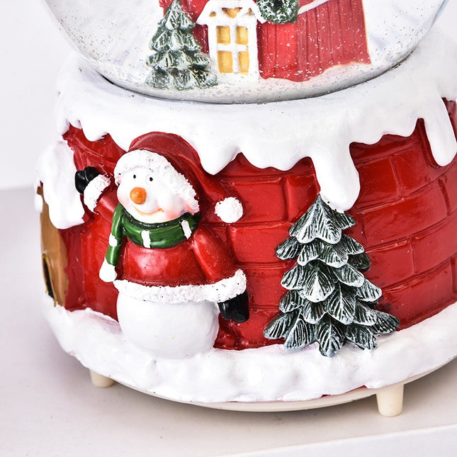 Decoratiune glob cu zapada Mos Craciun pe casa, diametru