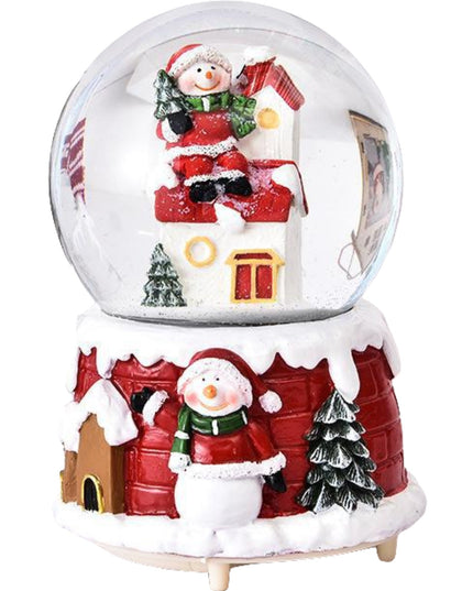 Decoratiune glob cu zapada Mos Craciun pe casa, diametru