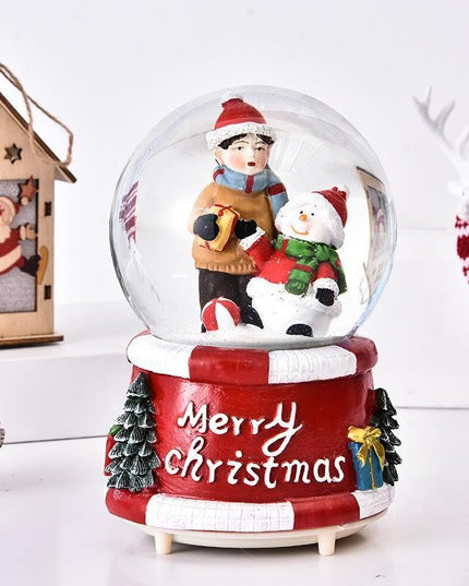 Decoratiune glob cu zapada Baiat si om de zapada, diametru