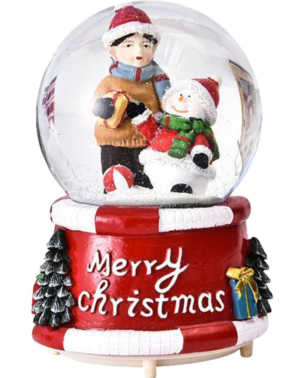 Decoratiune glob cu zapada Baiat si om de zapada, diametru